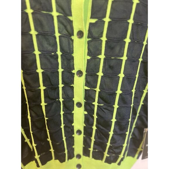 Rondina NY Knit Cardigan Size Large Green Blue Long Sleeve Crew Neck Button Up - Picture 5 of 10